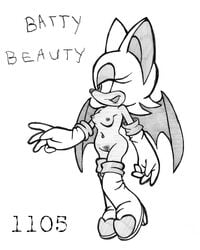 2d drawn mobian mobian_(species) mobian_bat monochrome naked nude pencil_(artwork) pubic_hair rouge_the_bat sega sonic_(series) sonic_adventure_2 sonic_the_hedgehog_(series) straight_hair tagme uekawa_style