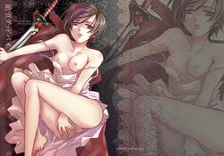 blood+ breasts clothing dress nipples otonashi_saya small_breasts sword tagme