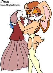 anthro big_breasts clothing female fur huge_breasts looking_aside looking_at_viewer mammal rabbit sega side_view small_ass solo sonic_(series) standing straight_hair tagme tail terrenslks vanilla_the_rabbit