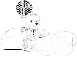 anthro balls big_balls huge_balls hyper hyper_balls hyper_penis male male_only mammal microphone mike_(sing) monochrome mouse penis rigbutt rodent sing_(movie) solo tagme what