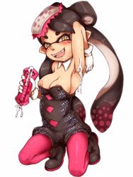 10s areolae armpits artificial_vagina black_hair blush breasts callie_(splatoon) cum domino_mask e10 fangs female full_body gloves holding kneeling long_hair looking_at_viewer mask medium_breasts mole mole_under_eye nintendo nipple_slip nipples open_mouth pointy_ears sex_toy shiny shiny_clothes shiny_skin shoes simple_background smooth_skin solo splatoon squid_sisters sweat teeth tentacle_hair white_background white_gloves