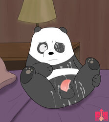 2016 after_sex bear bed cartoon_network censored cum cum_everywhere cum_in_ass cum_inside cum_on_chest cum_on_face cum_on_leg indoors lamp male mammal messy panda panda_(character) solo tsunamagero we_bare_bears yaoi