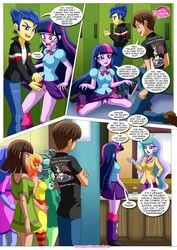 2017 alternate_species bbmbbf blush breasts brooch comic crotchless_panties dress equestria_girls equestria_untamed female fingering flash_sentry footwear friendship_is_magic human jeans kneeling lamp locker male mammal masturbation my_little_pony office office_uniform palcomix panties pants princess_celestia_(mlp) principal principal_celestia public pussy ribbons robe school shirt shoes sideboob skirt straight sun text thighhighs twilight_sparkle_(mlp) uncensored underwear upskirt vaginal_masturbation vaginal_penetration