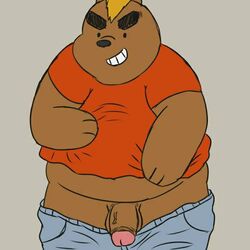 bear cartoon_network clothing grizzly_(character) grizzly_bear male male_only mammal mekko_rarekko penis simple_background slightly_chubby solo unknown_artist we_bare_bears yamano_taishou