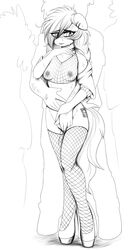 2017 anthro areola breasts clothing collar crowd cutie_mark equine female fingering fishnet fishnet_legwear footwear group high_heels horse legwear male mammal monochrome my_little_pony nipples piercing pony pussy_juice replica_(artist) replica_(oc) shoes sweat