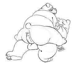 2017 blush buttjob cartoon_network cowgirl_position grizzly_(character) male megawaffle_(artist) on_top overweight panda_(character) sex simple_background sketch we_bare_bears white_background yaoi