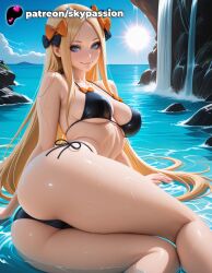 1girls 2025 abigail_williams_(fate/grand_order) ai_assisted ai_generated anime artist_name ass ass_focus bangs beach big_ass big_breasts bikini black_bikini black_bow blonde_hair blue_eyes boat booty bow breasts bust explicit fate/grand_order fate_(series) female female_only forehead hairbow hi_res high_quality high_resolution highres in_water light-skinned_female long_hair looking_at_viewer medium_breasts orange_bow parted_bangs patreon patreon_username polka_dot polka_dot_bow pool poolside shore side-tie_bikini skypassion smile solo stable_diffusion swimsuit very_long_hair water watermark waves wet