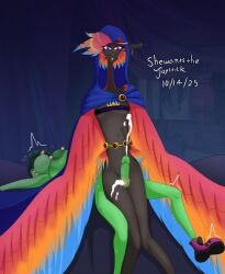 1boy 1girls alien alien_girl alien_humanoid areolar_amelanism areolar_melanosis artist_name asymmetrical_hair beast_boy_(cosplay) bed belt bird_girl bird_wings bluesky_link bodypaint breasts broach busty_male chest_feathers cloak cloak_only cow_boy cow_horns crest cumming cumming_from_thighjob dark_skin dark_skinned_female dated duo dylan_(shewantsthejoystick) earrings emanata feather_hair feathers female footwear footwear_only furaffinity_link green_hair hair_dye halloween halloween_costume head_back hip_feathers hood hood_up huge_breasts jewel_on_forehead large_areolae lip_ring looking_at_penis male mostly_nude neck_feathers newgrounds_link nipple_barbell nipple_piercing nipples no_breasts nose_ring open_mouth original_character penis photo_background purple_eyes purple_shoes raven_(dc)_(cosplay) red_feathers septum_piercing shewantsthejoystick sitting sitting_on_lap sitting_on_person tall_female taller_female teen_titans thigh_sex thighs thin_male thin_waist tongue tongue_out vayana_(shewantsthejoystick) wings