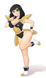 alternate_costume boku_no_hero_academia bubble_butt captain_ginyu dragon_ball dragon_ball_z femsub ginyu1992 large_breasts my_hero_academia scouter smile stolen_body tinted_eyewear wide_hips yui_kodai