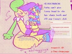 1boy artist_request balloon balloon_creature balloon_dog blushcrunch_studio candy cute dandy's_world dandys_world dirty fandom female female_on_top female_top green_tip gumballs happy headcanon headcanons jerking leaking_cock leaking_cum leaking_precum looey_(dandy's_world) male_bottom overstimulated overstimulation purple_tip sex straddle straddling strawpage_request submissive submissive_male tail tail_wagging yatta_(dandy's_world) yellow_penis
