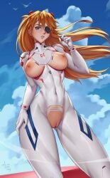 1girls absurd_res arimatang artist_signature asuka_langley_sohryu belly_button big_breasts big_thighs blue_eyes blue_sky bodysuit breasts breasts_bigger_than_head breasts_out busty busty_female clothing curvaceous curvy curvy_body curvy_female curvy_figure curvy_hips eye_patch female female_focus freckles hand_on_hip heart heart_pasties hi_res huge_breasts huge_thighs human large_breasts light-skinned_female light_skin long_hair looking_at_viewer mecha_pilot_suit neon_genesis_evangelion orange_hair pasties pasties_peeling_off plugsuit rebuild_of_evangelion ripped_clothing shikinami_asuka_langley skin_tight solo solo_female thick_legs thick_thighs thunder_thighs thunderthighs tight_bodysuit tight_clothing tits_bigger_than_head tits_out toned toned_female wide_hips wide_thighs