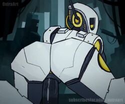 1boy 1girls 2d 2d_animation animated cum cum_in_pussy cum_inside curvaceous curvy curvy_female curvy_figure fat_ass first_person_view floor floor_sex glados glados_(humanoid) indoors looking_at_viewer looking_back male_pov one_eye oxtra portal_(series) portal_2 pov receiving_pov riding riding_penis robot robot_girl robot_humanoid sex sound sound_effects tagme thick_thighs video