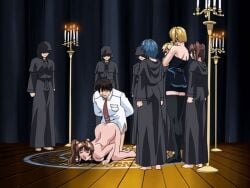 00s 1boy 2002 6+girls amatsuki_jun anal animated ass bent_over bible_black bible_black_night_of_the_walpulgiss blonde_hair blue_hair blush bound bound_arms bowtie breasts brown_hair chains choker closed_eyes doggy_style female forced hair_ornament high_ponytail huge_ass imari_kurumi kitami_reika kurimoto_maki magic_circle minase_taki multiple_girls nude penis ponytail rape red_bowtie ritual robe saeki_kaori school_uniform shirt short_hair side_ponytail tagme thighhighs top-down_bottom-up twintails veiny_penis watching white_shirt