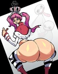 ass ass_bigger_than_head ass_up asshole clothing female female_only ghost hcyclops66 one_piece open_ass open_asshole perona perona_(one_piece) perona_ghost pink_hair