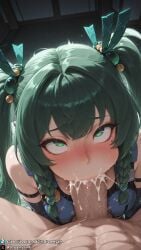 1girls ahe_gao ahegao_face ai_generated android big_penis blowjob breasts cheek_bulge close-up close_up close_up_view closeup closeup_view clothed clothed_female cum cum_in_mouth curvy curvy_body curvy_female deepthroat dreamyan_ai fellatio green_eyes green_hair hi_res high_quality high_resolution highres long_hair male_pov medium_breasts oral oral_sex oral_sex_close-up oral_sex_close_up oral_sex_closeup pov qingyi_(zenless_zone_zero) sucking sucking_penis thick_ass thick_thighs thighs twintails uncensored zenless_zone_zero