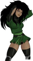 1girls black_hair breasts cartoon_network cheshire covered_breasts dc dc_comics earth_16 female female_only hips jade_nguyen large_breasts legs legwear long_hair no_panties pubic_hair pussy skirt solo stockings sunsetriders7 tagme thighhighs thighs vagina young_justice young_justice:_invasion young_justice_(cartoon)