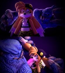2koma 3d canine comic crash_(series) crash_mind_over_mutant crash_of_the_titans crying crying_with_eyes_open ear_pull forced forced_oral grimly_(crash_series) kneeling kneeling_oral_position larger_male male_only oc rape raped_by_monster scared thewammy12 zinnyfinity