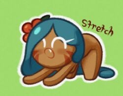 1girls accurate_art_style ass bent_over big_ass blue_hair blush breasts cat_stretch closed_eyes cookie_run cookie_run_kingdom cookie_run_ovenbreak curvy curvy_figure cute face_markings flower flower_in_hair long_hair nude oerba_yun_fang open_mouth soff_doll solo solo_female stretching tagme thick_thighs tiger_lily_cookie top-down_bottom-up wide_hips