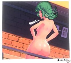 3d 3d_(artwork) ass ass_focus butt_focus completely_nude completely_nude_female embarrassed_nude_female enf exhibitionism exposed_ass female fortnite fortnite:_battle_royale green_eyes green_hair naked naked_female nsfw nude nude_female one-punch_man petite render tatsumaki tatsumaki_(fortnite)
