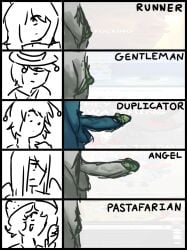 25mglexi 2girls 3boys alien alien_boy alien_girl alien_humanoid balls blue_skin clitoral_hood clitoris cock cuntboy female grey_skin labia labia_majora labia_minora male meme nymphiaheart penis_chart pubes pubic_hair pussy run_3 sketch tdick the_angel the_duplicator the_gentleman_(run_3) the_pastafarian the_runner trans_man transgender vein veiny_penis