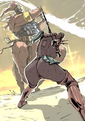 1girls ass ass_focus big_ass big_butt centaur dark-skinned_female dark_skin elden_ring elden_ring_nightreign executor_(nightreign) female female_only fizoa fromsoftware fulghor_champion_of_nightglow fundoshi helmet huge_ass huge_butt katana large_ass large_butt nightlord sweat sweaty tagme wet wet_skin