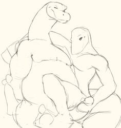 anthro duo erection handjob humanoid_penis jaysee lizard male monochrome musclegut penis reptile scalie sex sketch smile yaoi