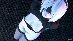 3d absurdres areolae blindfold breasts breasts_out durabo female female_only highres nier nier:_automata nipples solo source_filmmaker thighhighs yorha_2b