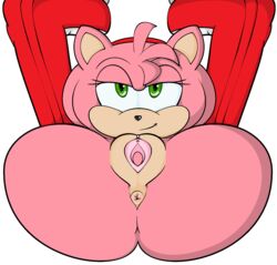 amy_rose anthro anus ass clitoris clothing female fur furry furry_only green_eyes lil_scooter56 lying mammal pink_fur pussy simple_background solo sonic_(series) spread_legs spreading