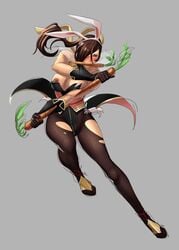 big_breasts bunny_ears bunnysuit fire_emblem fire_emblem_fates fire_emblem_heroes kagero_(fire_emblem) kagero_(spring)_(fire_emblem) nipple_slip nipples pantyhose sinccubi