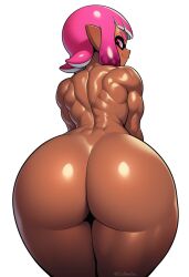 ai_generated animal_humanoid anthro ass back booty cephalopod cephalopod_humanoid cici-bee-inc fanart female huge_ass humanoid inkling inkling_girl looking_back mask_(marking) muscles muscular muscular_back muscular_female nintendo nude pink_hair pointy_ears pseudo_hair smile splatoon splatoon_(series) splatoon_2 squid surume_(splatoon) tentacle tentacle_hair thicc wide_hips