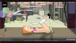 1boy 1girls accurate_art_style balloons clothing eropharaoh female garage male mr._poopy_butthole orange_hair rick_and_morty summer_smith tank_top top_hat vaginal_penetration