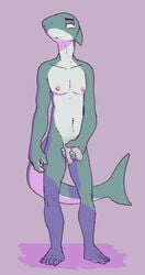 anthro balls diphallia diphallism fish flaccid humanoid_penis male male_only marine multi_penis nipples nude penis serex shark sharky_(serex) solo standing uncut