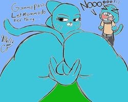 age_difference ass bent_over black_eyes blue_hair cat chrono-fur clothed_male_nude_female fat_mons feline gumball_watterson horny huge_ass looking_back milf mother_and_son nicole_watterson nude plump_labia pussy size_difference sonicfighter09 tagme tail the_amazing_world_of_gumball