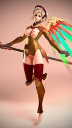 3d alternate_costume areolae blender blizzard_entertainment breasts breasts_out daintydjinn female female_only fortune_mercy looking_at_viewer lunar_new_year lunar_new_year_series mercy nipples overwatch pussy solo year_of_the_rooster