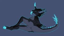 2017 anus bioluminescence dragon female glowing lying on_side pussy slash0x spreading tongue tongue_out