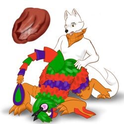 2017 all_fours anthro avian bird canine cum cum_inside doggy_style from_behind_position fur furry internal jax_bline male mammal nukenugget penis piñata sex slit_penetration taozi_tori wolf yaoi