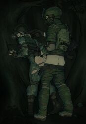 1boy 1boy1girl 1girl 1girls 2d 2d_(artwork) absurd_res absurdres assault_rifle blonde_hair bondage boots bound bound_arms braid braided_hair clothed clothed_female clothed_male clothed_sex clothing color colored cuknite32 cum cum_on_ass digital_drawing_(artwork) digital_media_(artwork) drawing dubcon dubious_consent dubious_penetration famas forced forest gun gun_to_head handgun headphones helmet hi_res highres implied_penetration light-skinned_female light_machine_gun light_skin m1911 m249 military_uniform night_vision_goggles noncon nonconsensual pants_down pistol rape raped_by_enemy raped_female ripped_clothing ripped_pants rope rope_bondage standing standing_sex tied_up weapon
