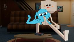 2d 3d animated animation blowjob breath canbirts enjoying_giving_oral furry_female huge_balls huge_cock larry_needlemeyer living_room loop nicole_watterson nude tagme the_amazing_world_of_gumball video
