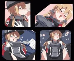 animated blonde_hair breast_grab breast_sucking groping hangaku implied_sex kantai_collection kissing prinz_eugen_(kantai_collection) self_fondle