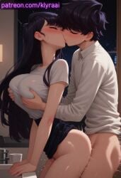 ai_generated big_breasts incest kissing komi-san_wa_komyushou_desu komi_shouko komi_shousuke ryuuziken01 sex_from_behind