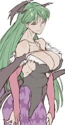 big_breasts darkstalkers demon_wings leggings leotard morrigan_aensland yasunososaku