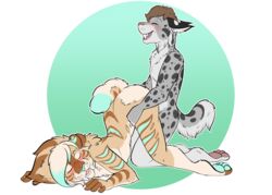 2017 ambiguous_gender anthro ass_up duo feline fever_low hawthorne_(rhari) hybrid liger lynx male mammal rhari sabertooth_(disambiguation) simple_background