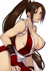 big_breasts brown_hair cleavage king_of_fighters mai_shiranui ponytail tagme yasunososaku