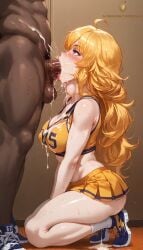 ai_generated cheerleader cum cum_in_mouth deepthroat rwby tagme throat_bulge twistedpeach yang_xiao_long