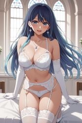 ai_generated big_breasts blue_hair cross kurokawa_akane oshi_no_ko wedding wedding_dress