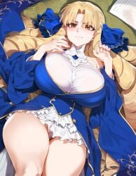 1girls ai_generated big_breasts blonde_hair breasts fate_(series) female female_focus hips huge_breasts large_breasts looking_at_viewer luviagelita_edelfelt thick_thighs thighs wide_hips yellow_eyes