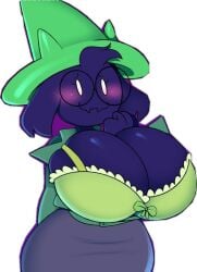 1girls :3 arm_behind_back big_breasts big_nipples black_hair breasts clothed clothing deltarune female female_only furry hand_up huge_breasts huge_nipples nipples ralsei ralsei_(female) ralsei_with_black_fur rule_63 solo