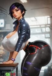 1girls ai_generated asian asian_female big_ass big_breasts big_hero_6 black_hair bubble_ass bubble_butt cleavage cropped_jacket curvaceous curvy_female desk eyes female female_only gogo_tomago hair_streak huge_ass jacket large_breasts leggings light-skinned_female light_skin multicolored_hair paag realgreenheart short_hair short_shorts thick thick_ass thick_thighs voluptuous voluptuous_female wide_hips