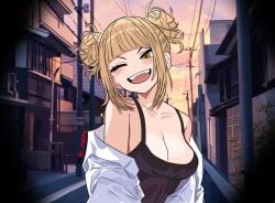 ai_generated big_breasts blonde_hair clothed himiko_toga mrhadaka my_hero_academia non-nude smile