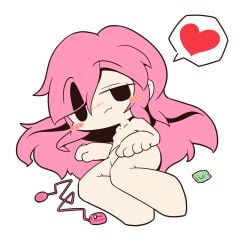 1girls blush blush_lines blushing_at_viewer completely_nude completely_nude_female condom female female_only heart_symbol invitation nettsuu original original_character pink_hair solo unnamed_character vibrator